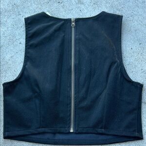 Edgy Black Faux Leather Sleeveless Zipper Back Crop Top NWT